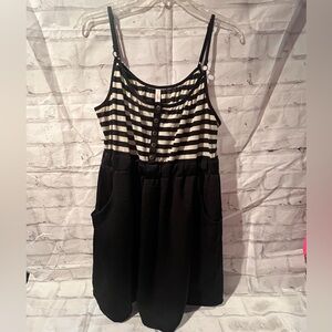 Xhilaration Black/White Striped Mini Dress with Pockets